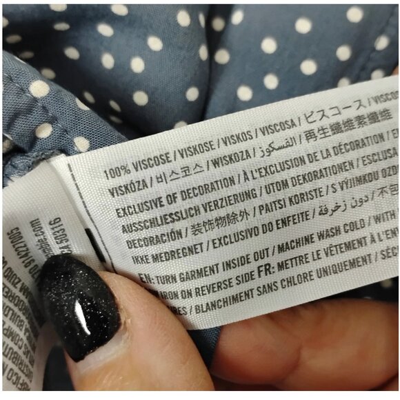 Abercrombie & Fitch XL Charcoal Gray Polka Dot Blouse Back Buttons - Picture 9 of 9
